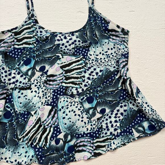 Apt. 9 Blue Butterfly Print Sheer Cami Tank Top, Size Medium - Picture 2 of 5